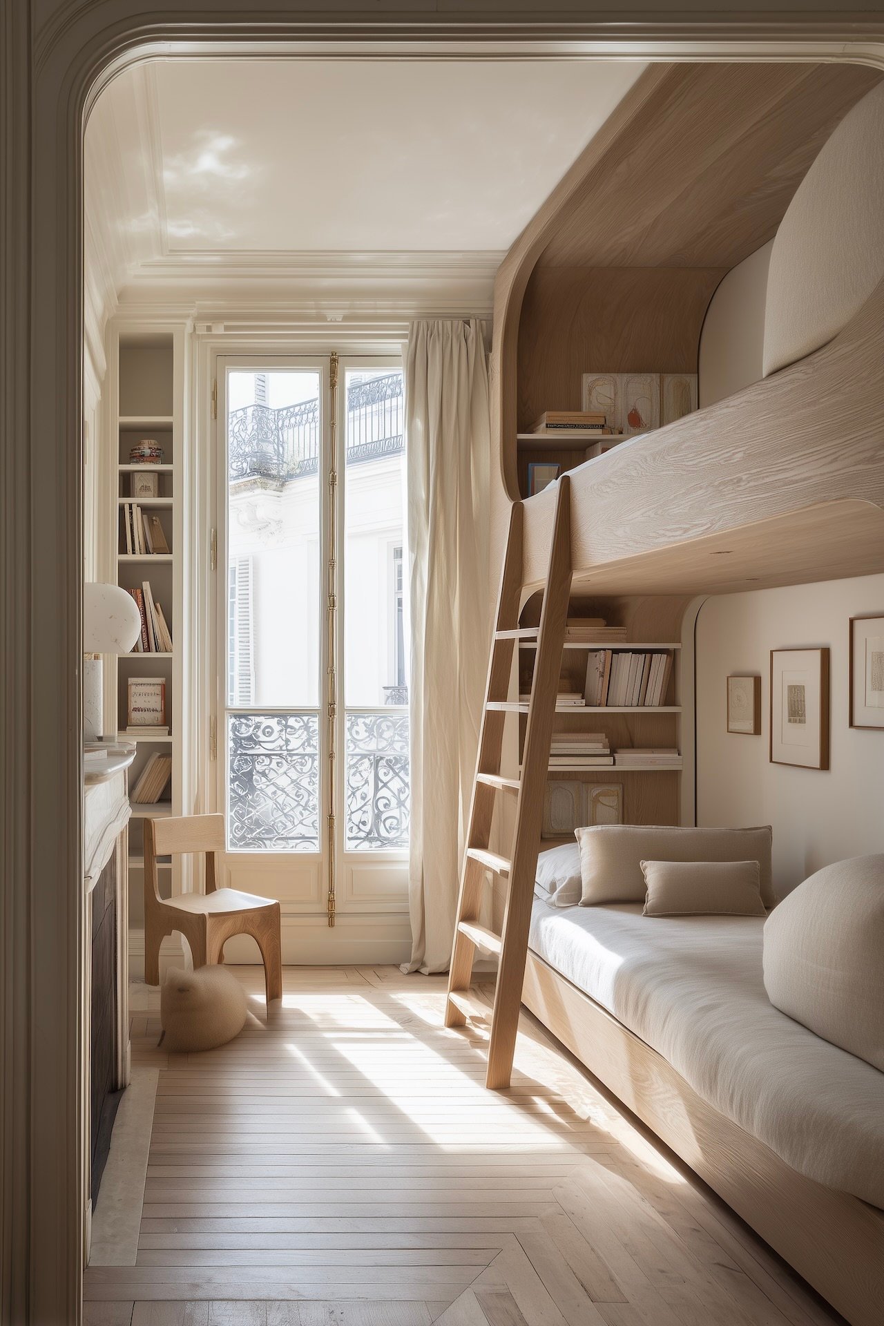 aménagement espace lit cabane superposé chambre double en longueur