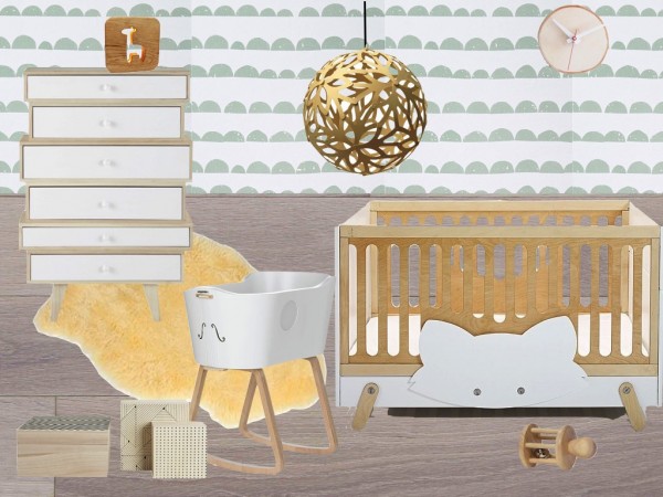 chambre nourrisson naissance scandinave bois blanc vert