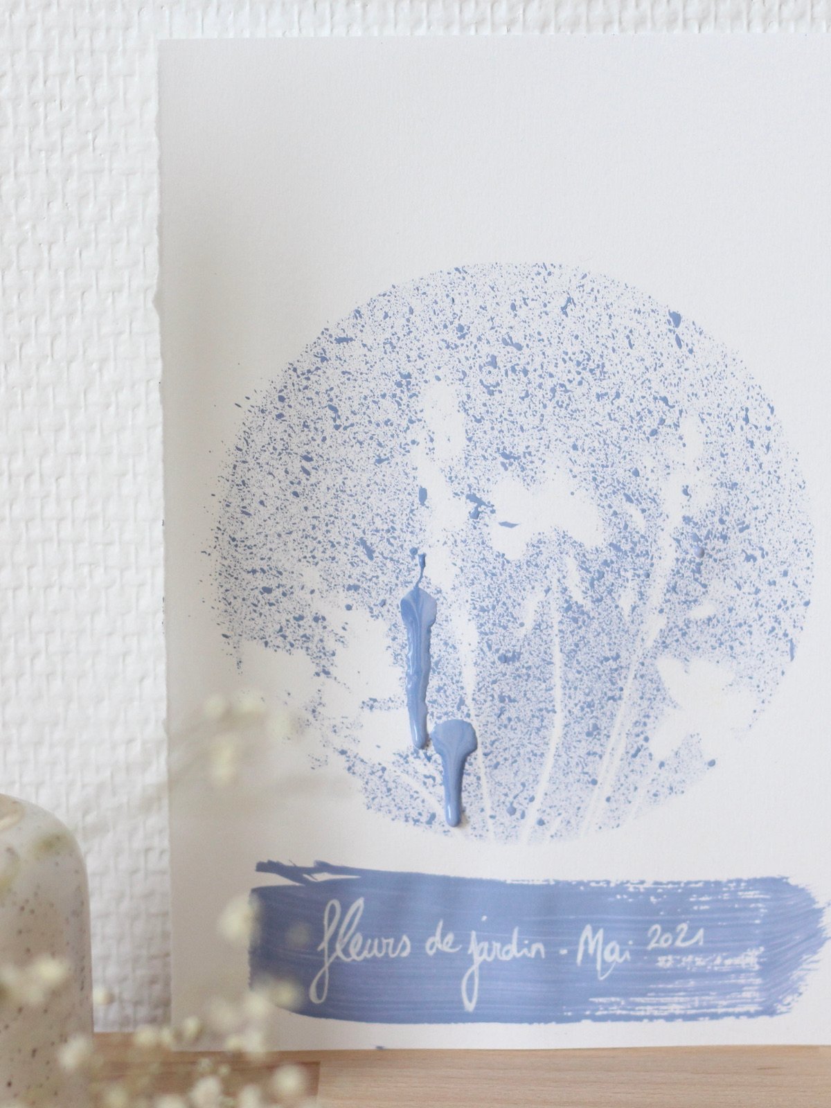 affiche printanière peinture façon herbier mural