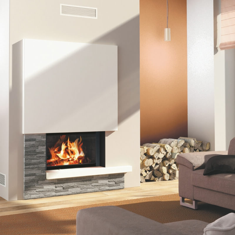 cheminée coffrage blanc salon moderne idée deco intérieure