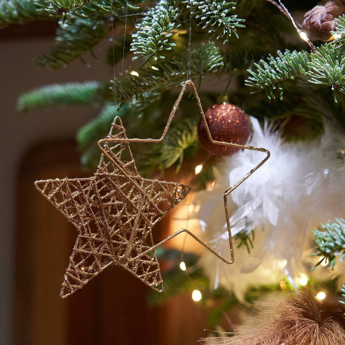 étoile filaire dorée cuivre ornement fêtes