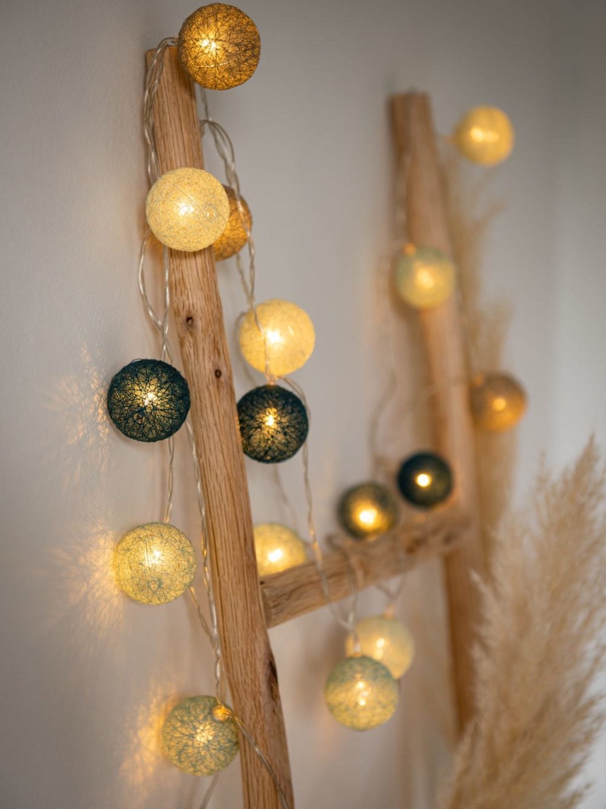 guirlande lumineuse boules coton fil diy