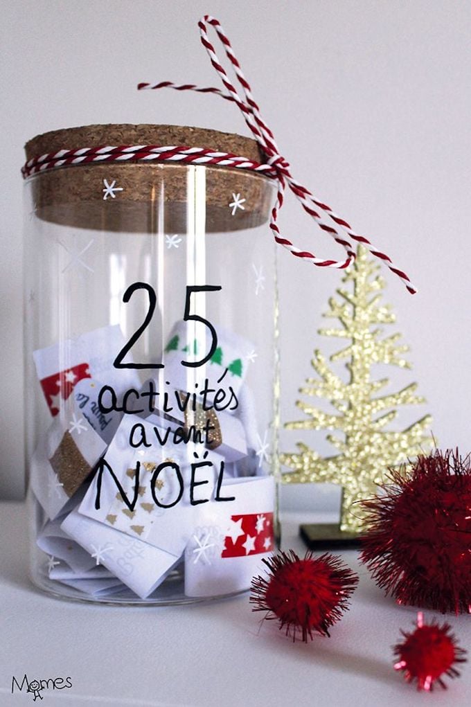 bocal verre ficelle rayée rouge blanche deco noël