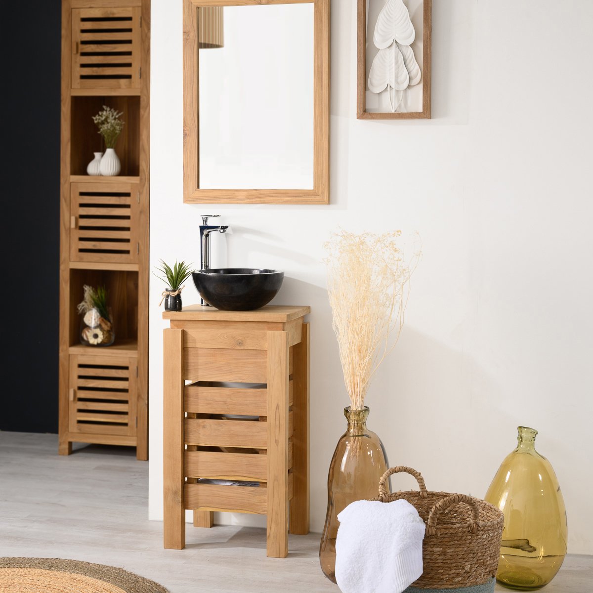 meuble rangement suspendu salle de bains colonne pas chère