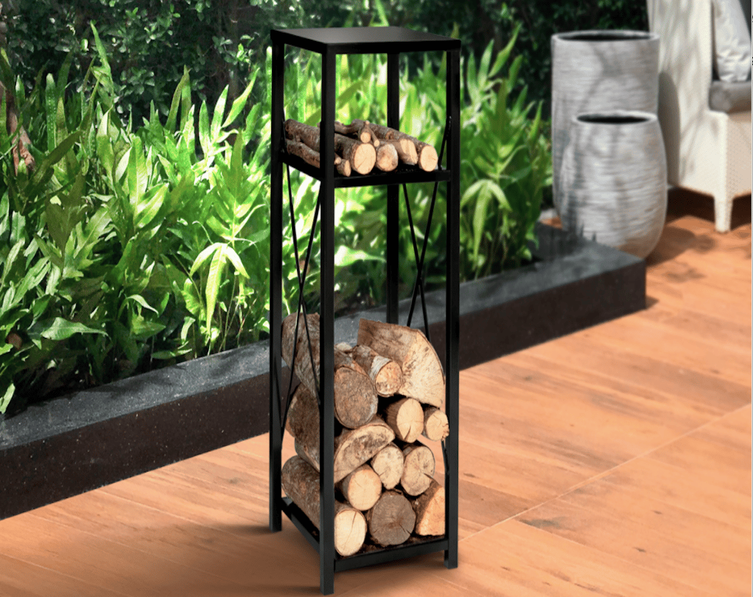 Trouver range bûches en fer noir deux niveaux