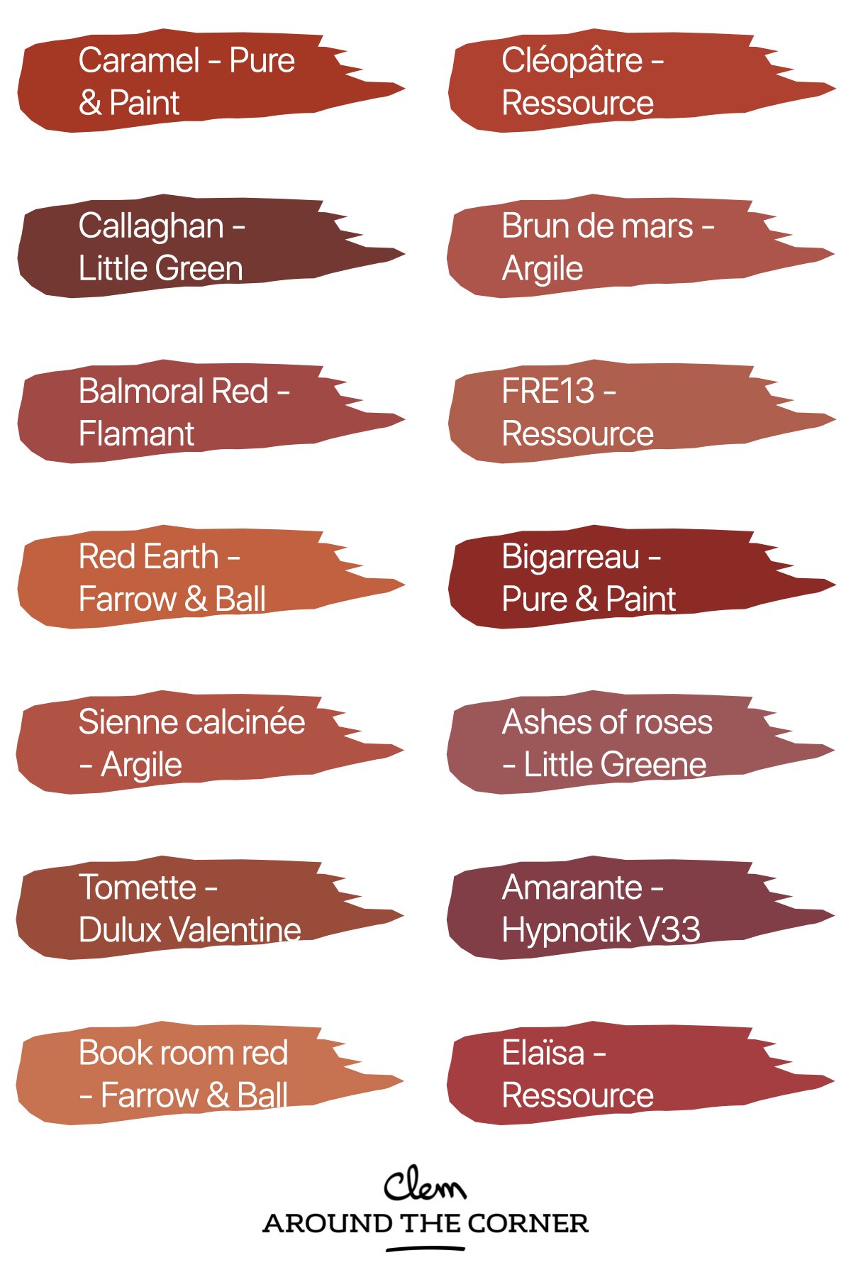 Nuancier peinture terracotta murale farrow argile