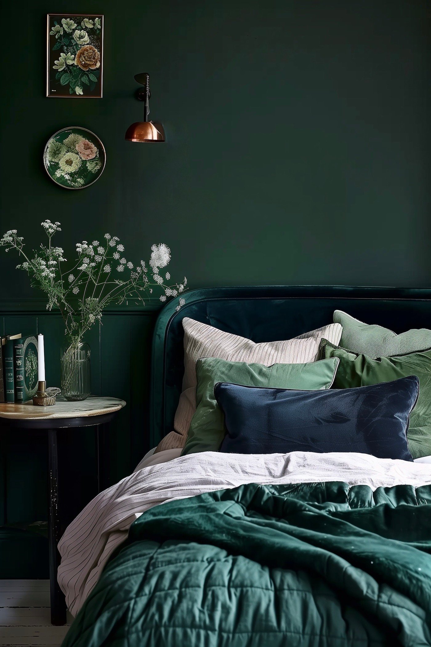 couleur feutrée chambre déco champêtre bouquet