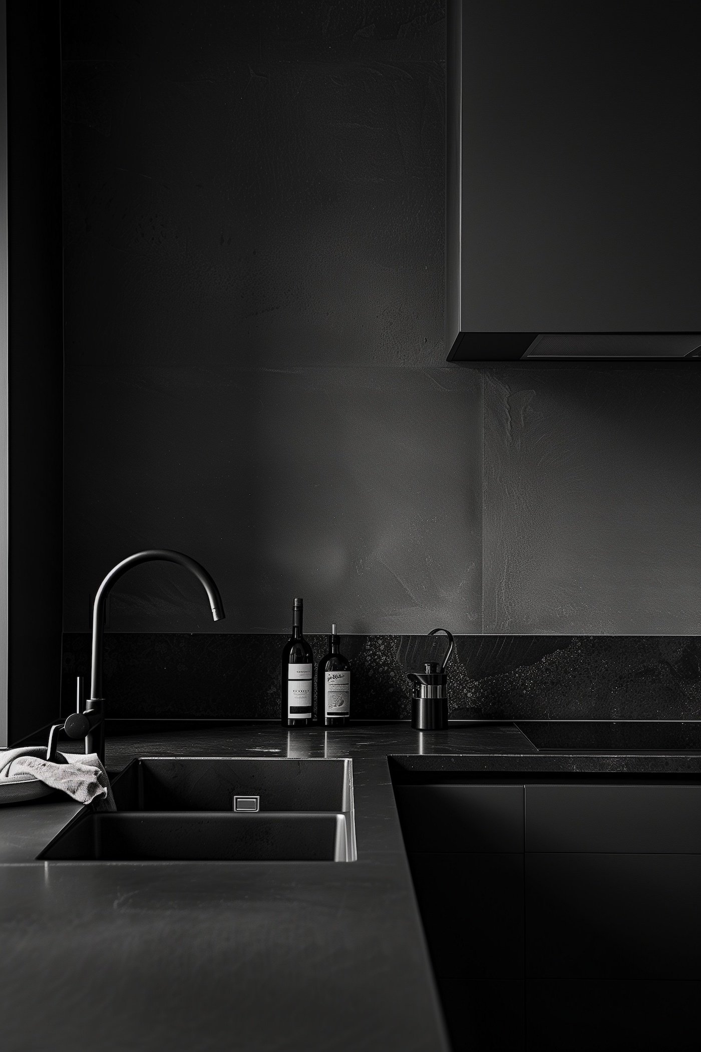 déco. ton sur ton tout noire cuisine