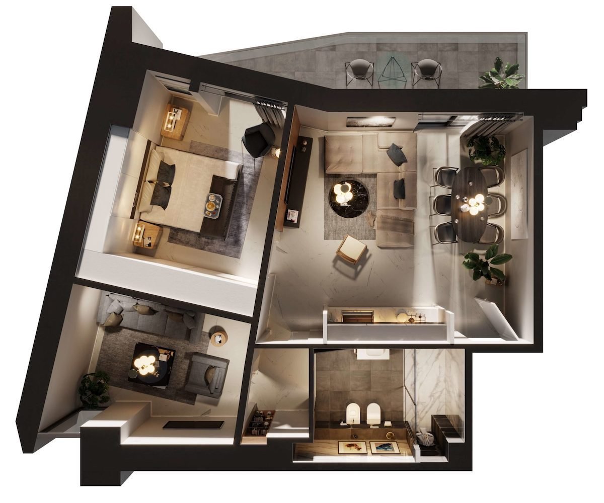 plan 3 pièces à Milan 3d - blog déco clemaroundthecorner