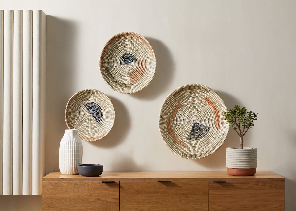 trio décoration murale multicolore panier traditionnel