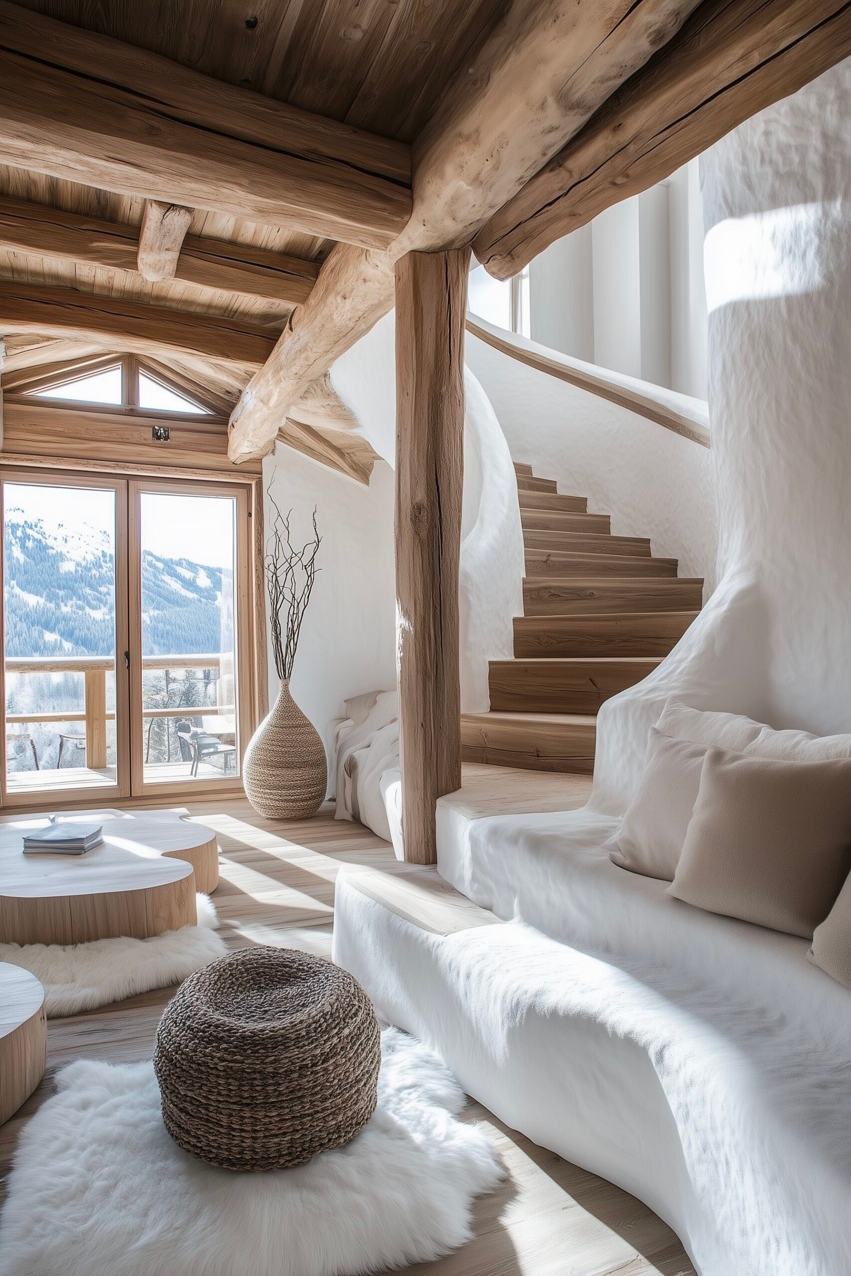 chalet Courchevel blanc bois décoration charme chic