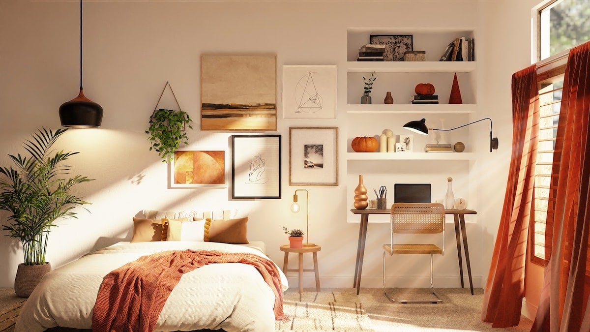 chambre déco bohème nuance terreuse