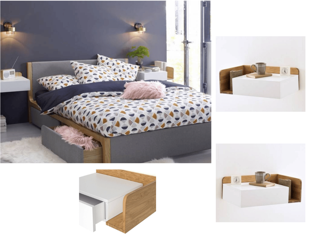 table de chevet suspendue La Redoute droit gauche 