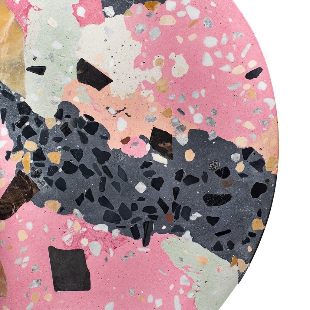 coupelle ronde terrazzo céramique granite rose noir blanche deco italienne colorée