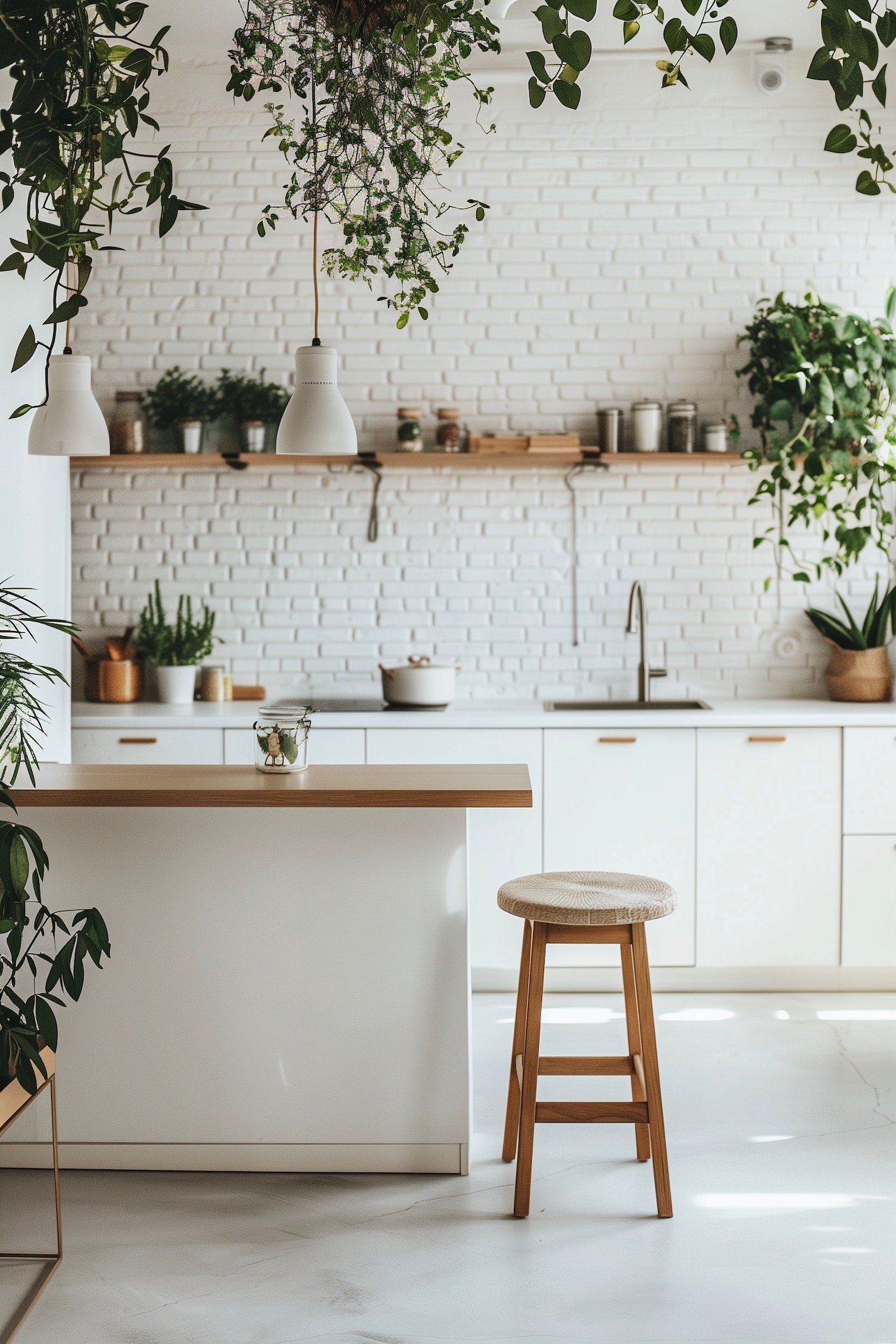 cuisine carrelage carreaux métro plan travail bois