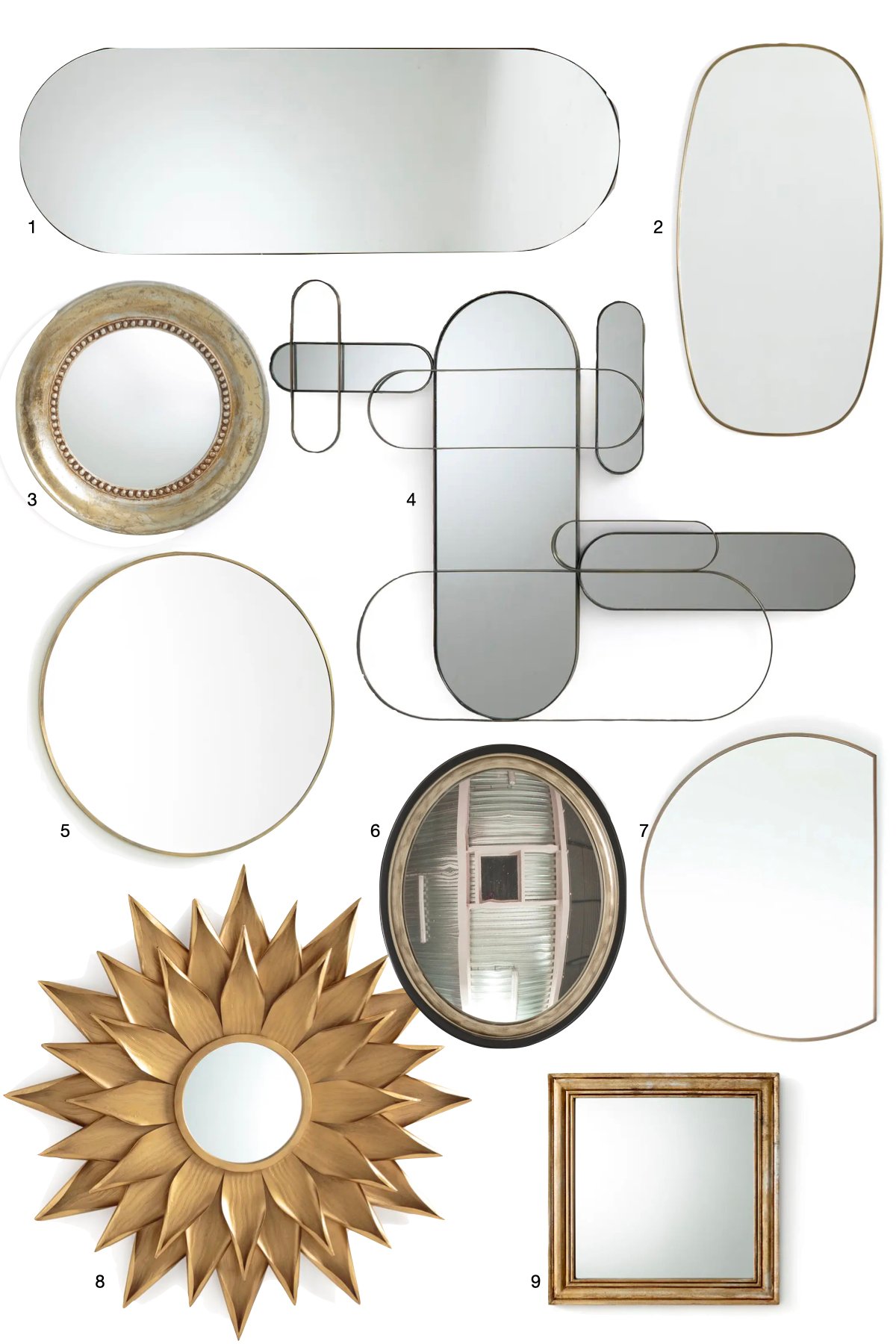 décoration murale laiton miroir design forme originale