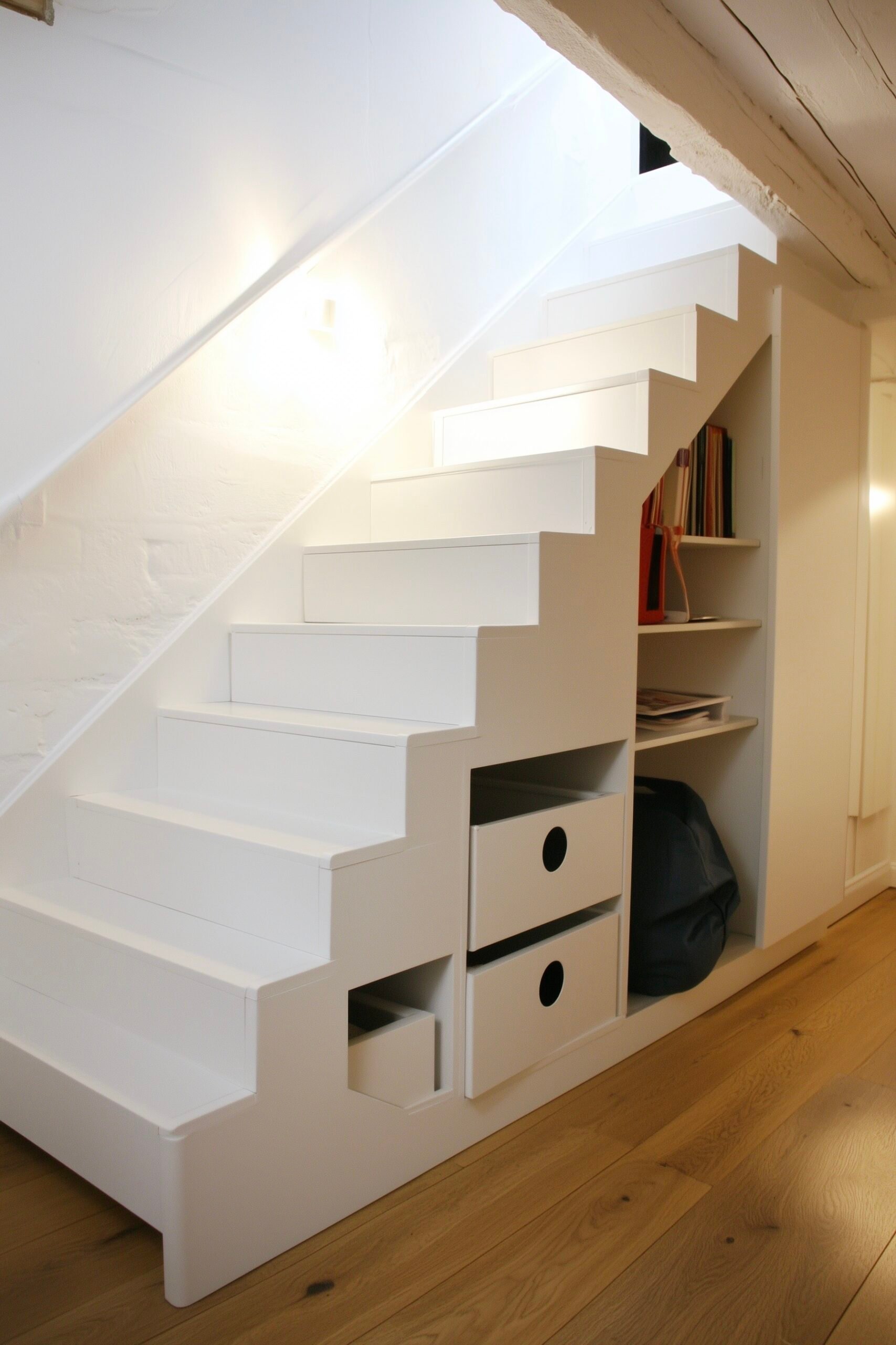 escalier placard intégré fin rangement sur-mesure