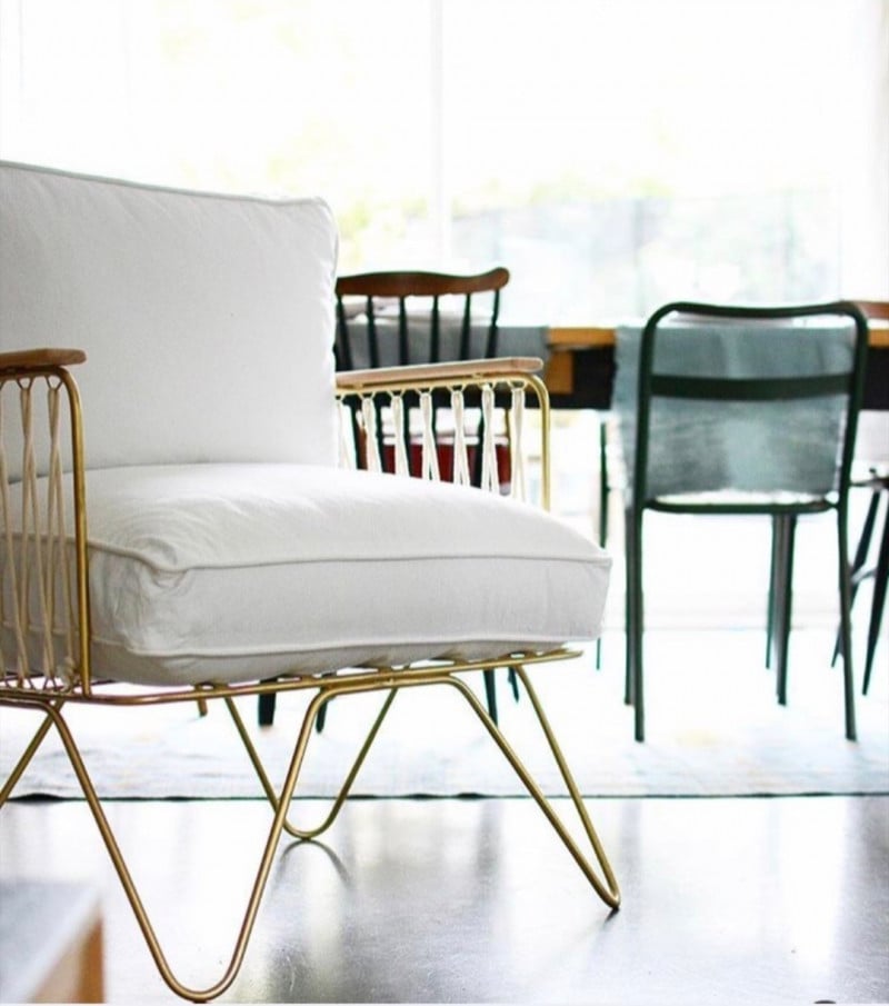 fauteuil Croisette Honoré doré blanc pied laiton