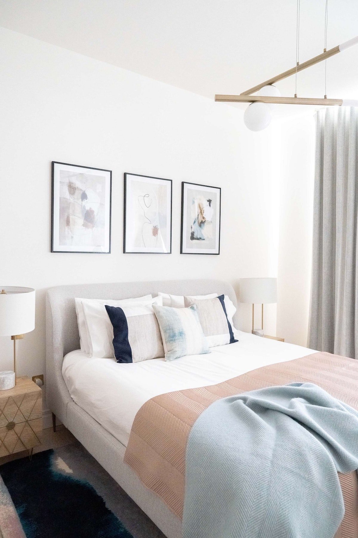 housse de couette rideaux assortis déco pastel rose bleu