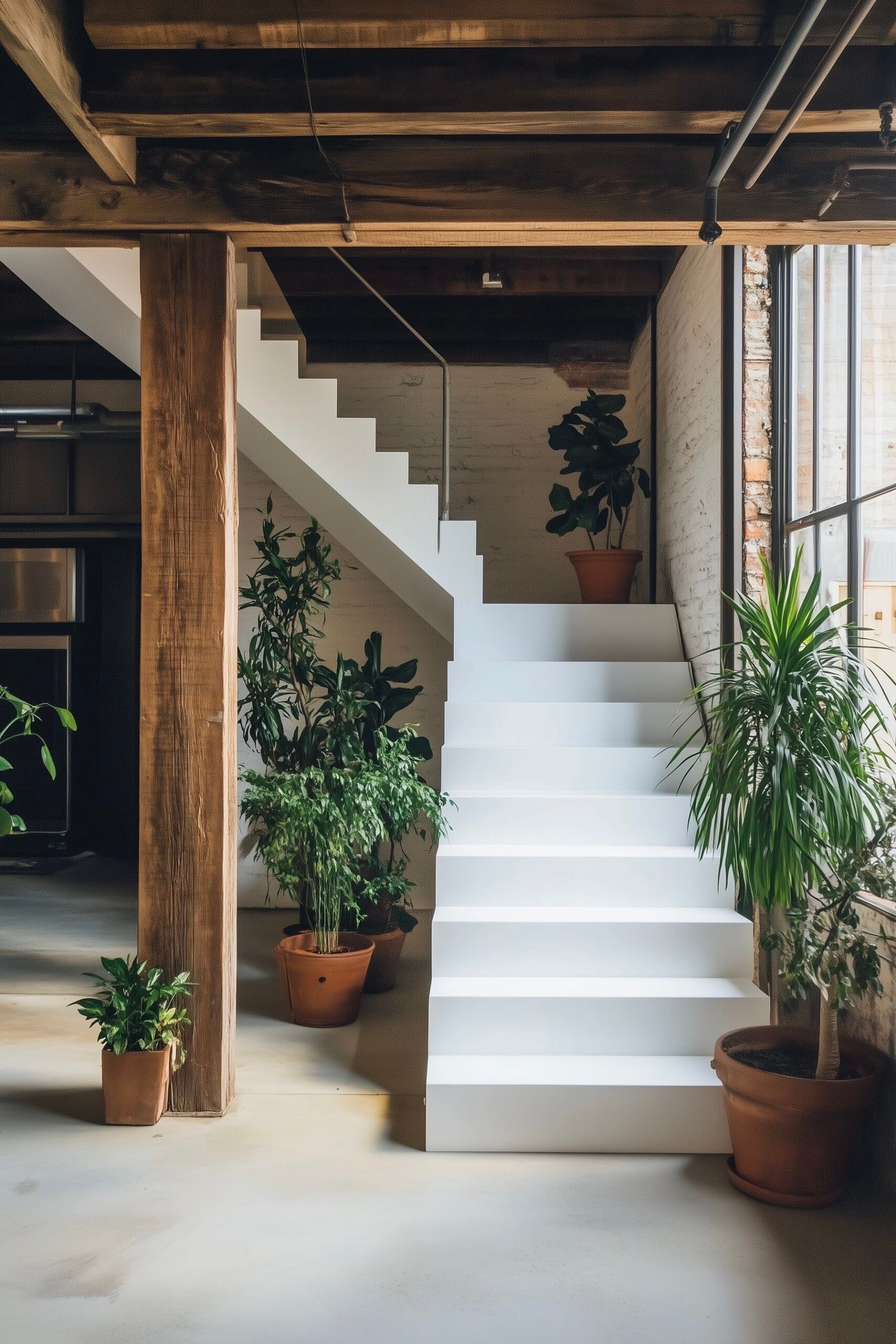 loft duplex poutres apparentes déco moderne