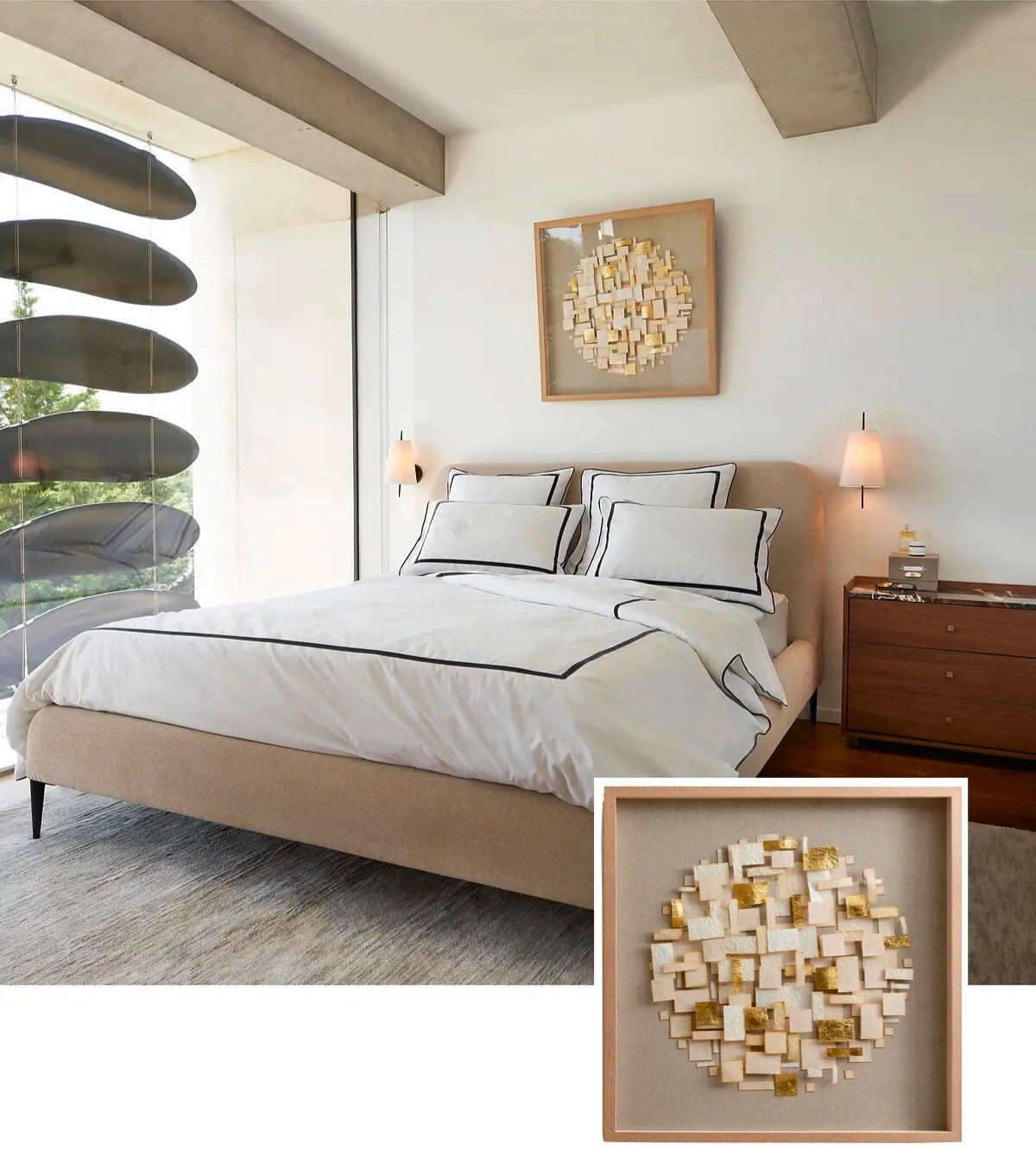 tableau artisanat papier découpe chambre néo-classique beige