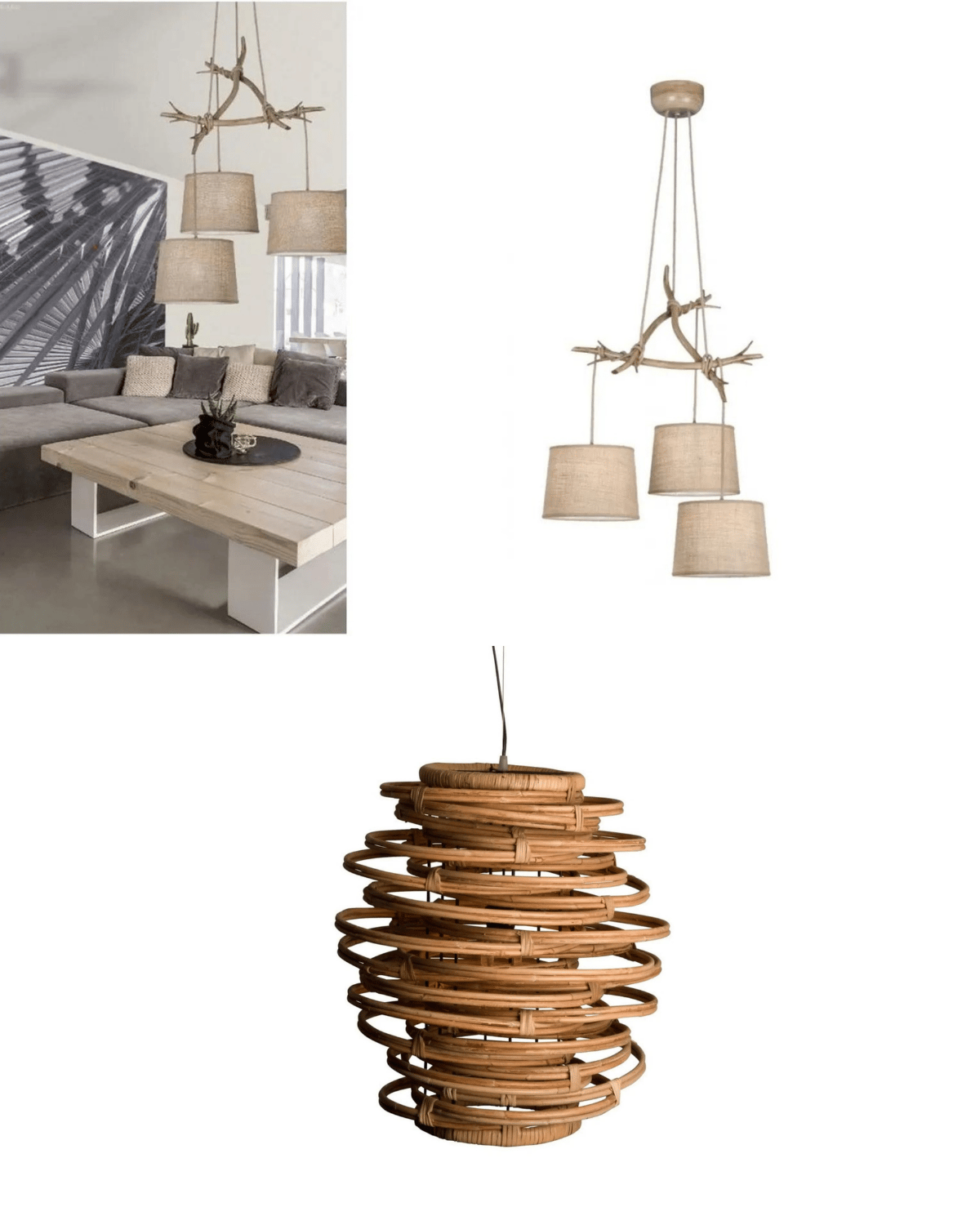 Sélection suspensions Maisons du monde bois et rotin