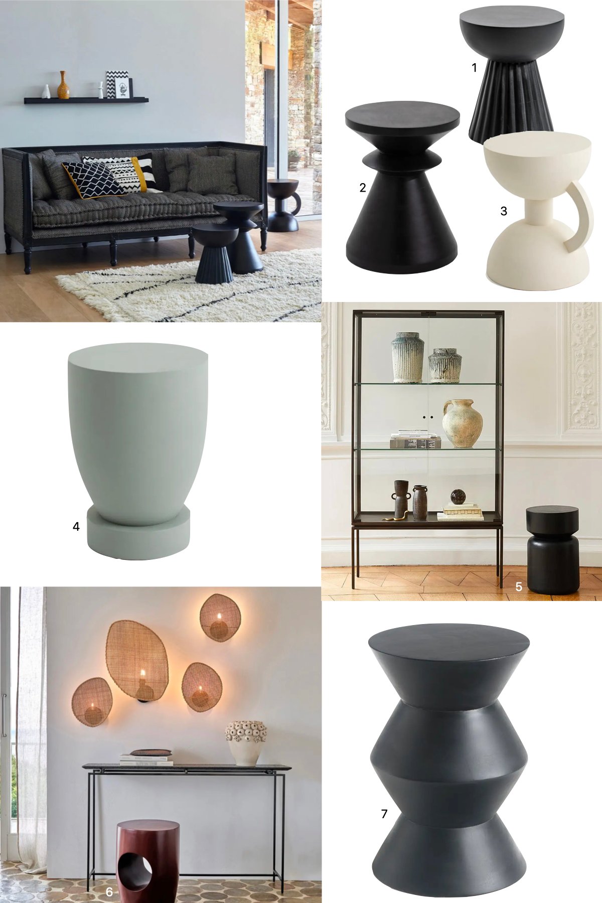 table appoint manguier peint noir blanc style africain salon