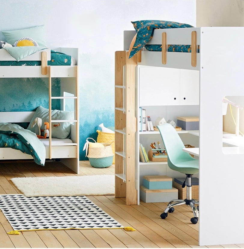 chambre 3 enfants lit superposé bois blanc