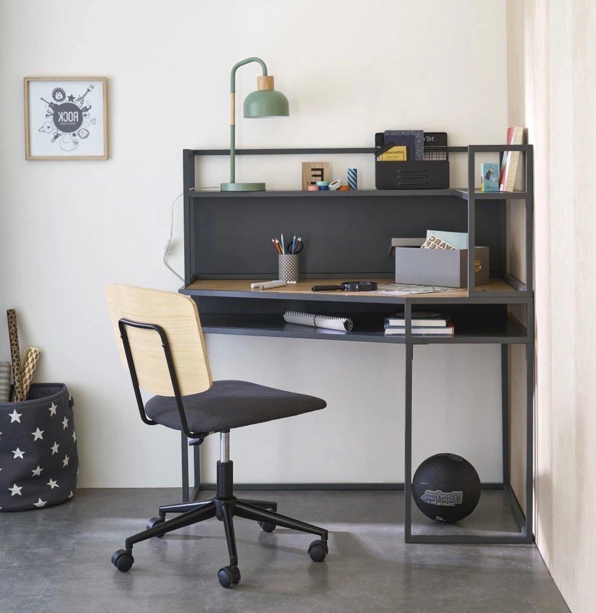 coin étude travail devoir chambre ado loft déco industrielle