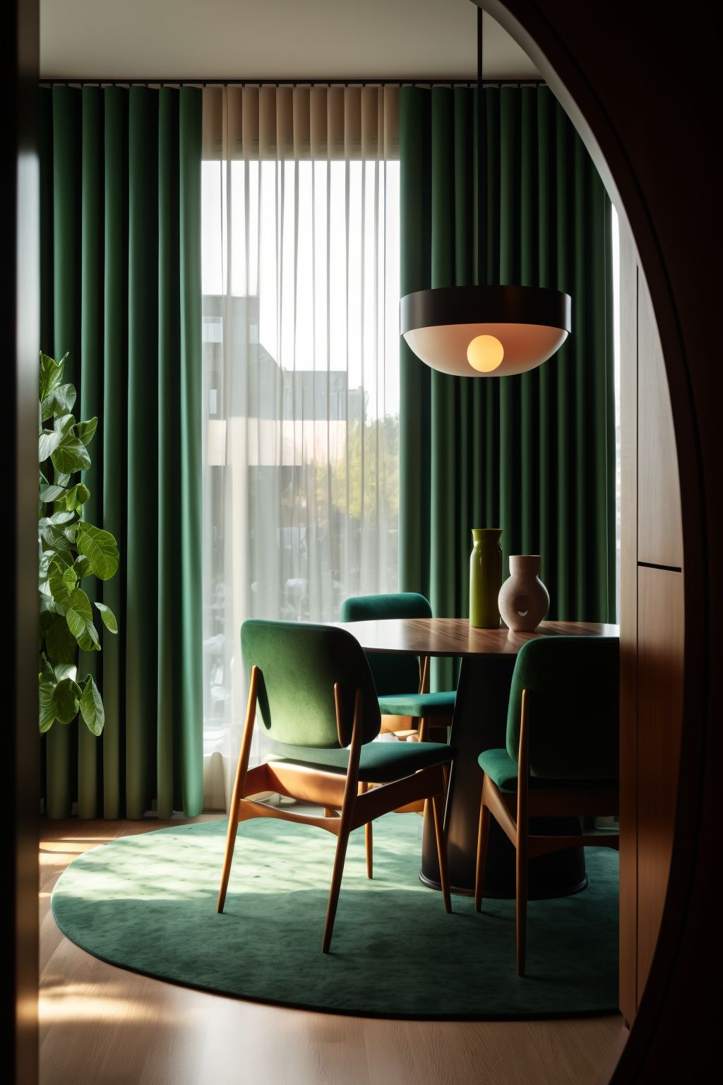 mettre en valeur ses fenêtres salon mid-century vert