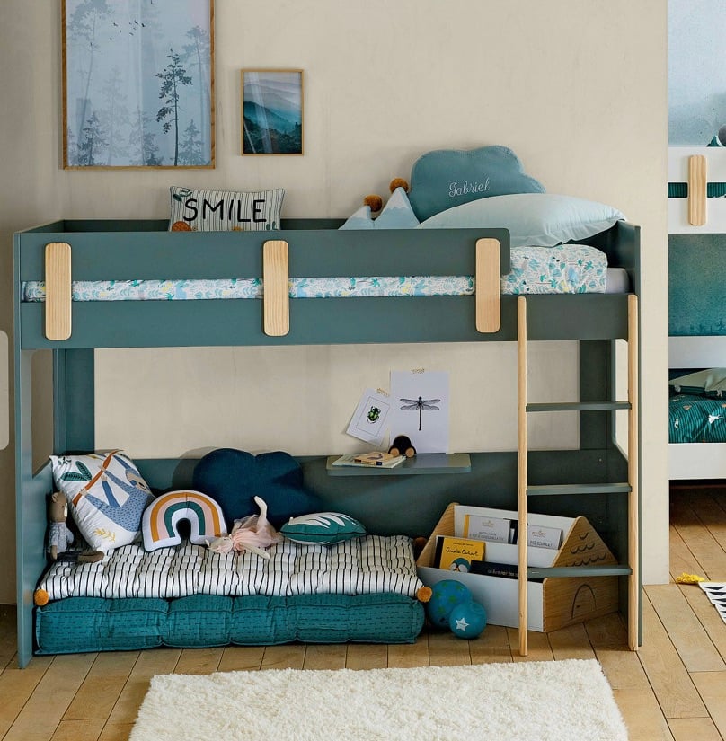 nouveautés Vertbaudet lit bureau ado bleu canard