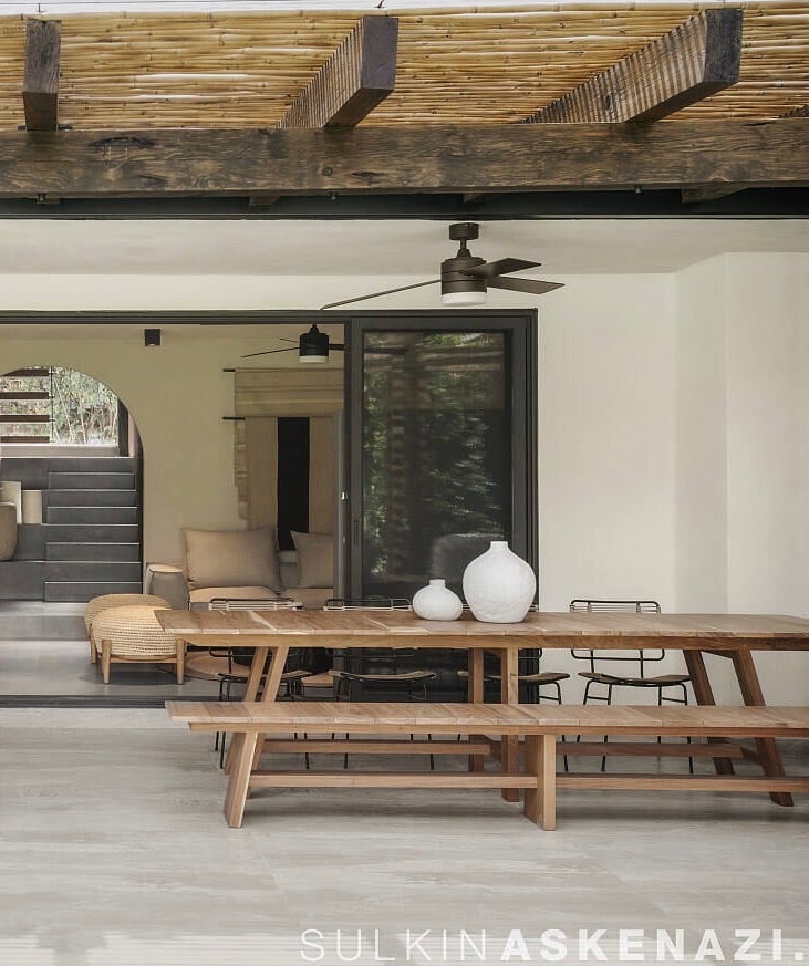 salle à manger jardin table immense teck bois