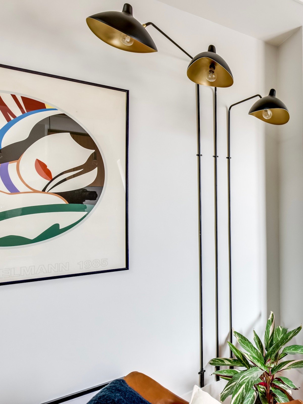 applique métal noir doré Serge Mouille pivotante trio