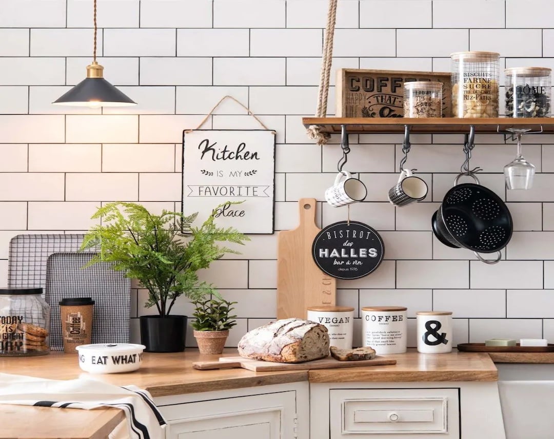 cuisine retro style bistrot bois blanc