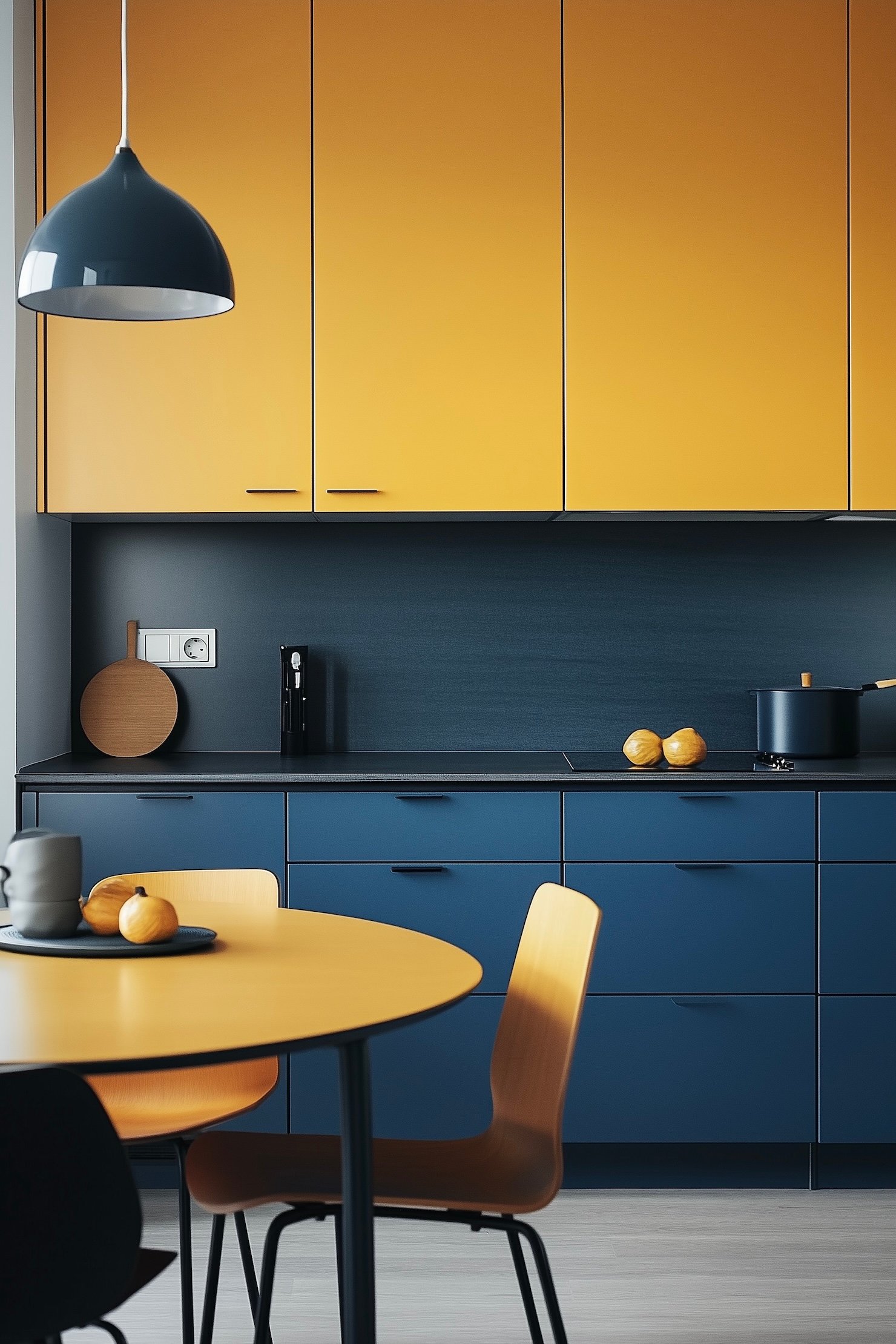 cuisine bicolore bleu jaune