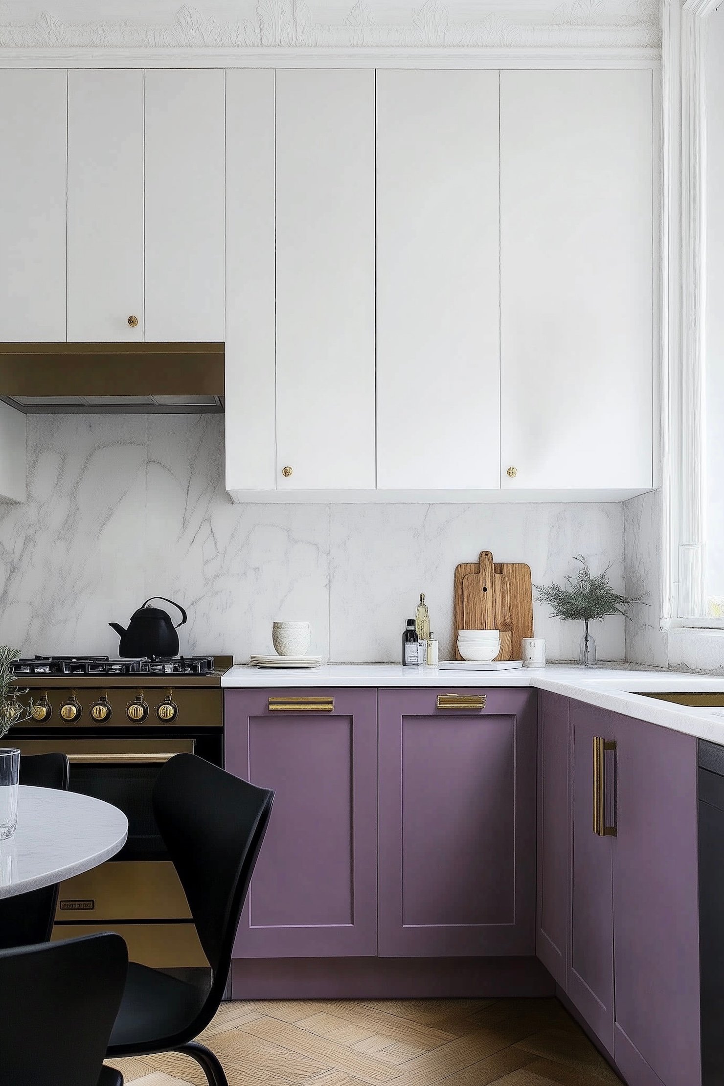 cuisine bicolore violette parme blanche