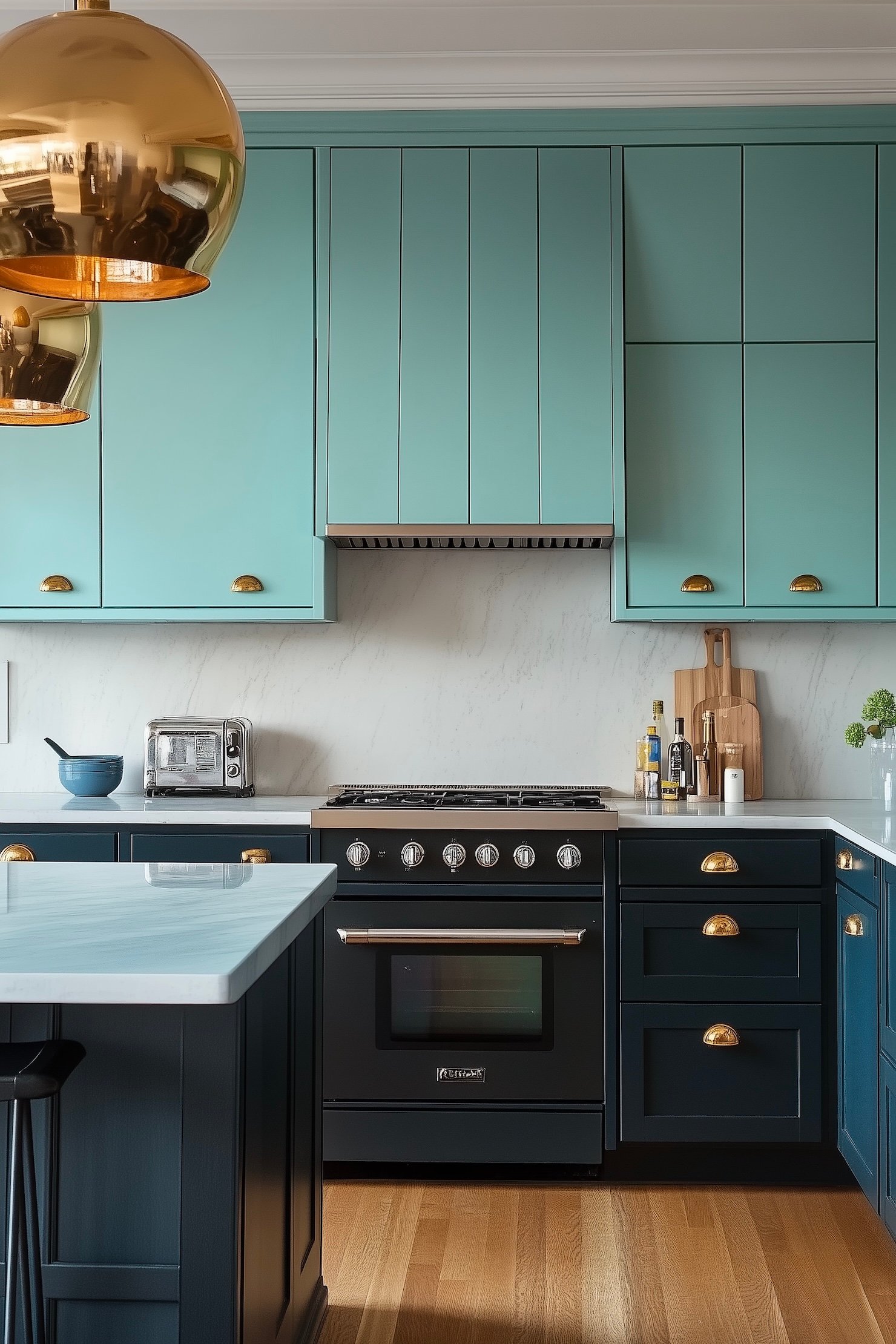 décoration camaieu bleu canard turquoise cuisine