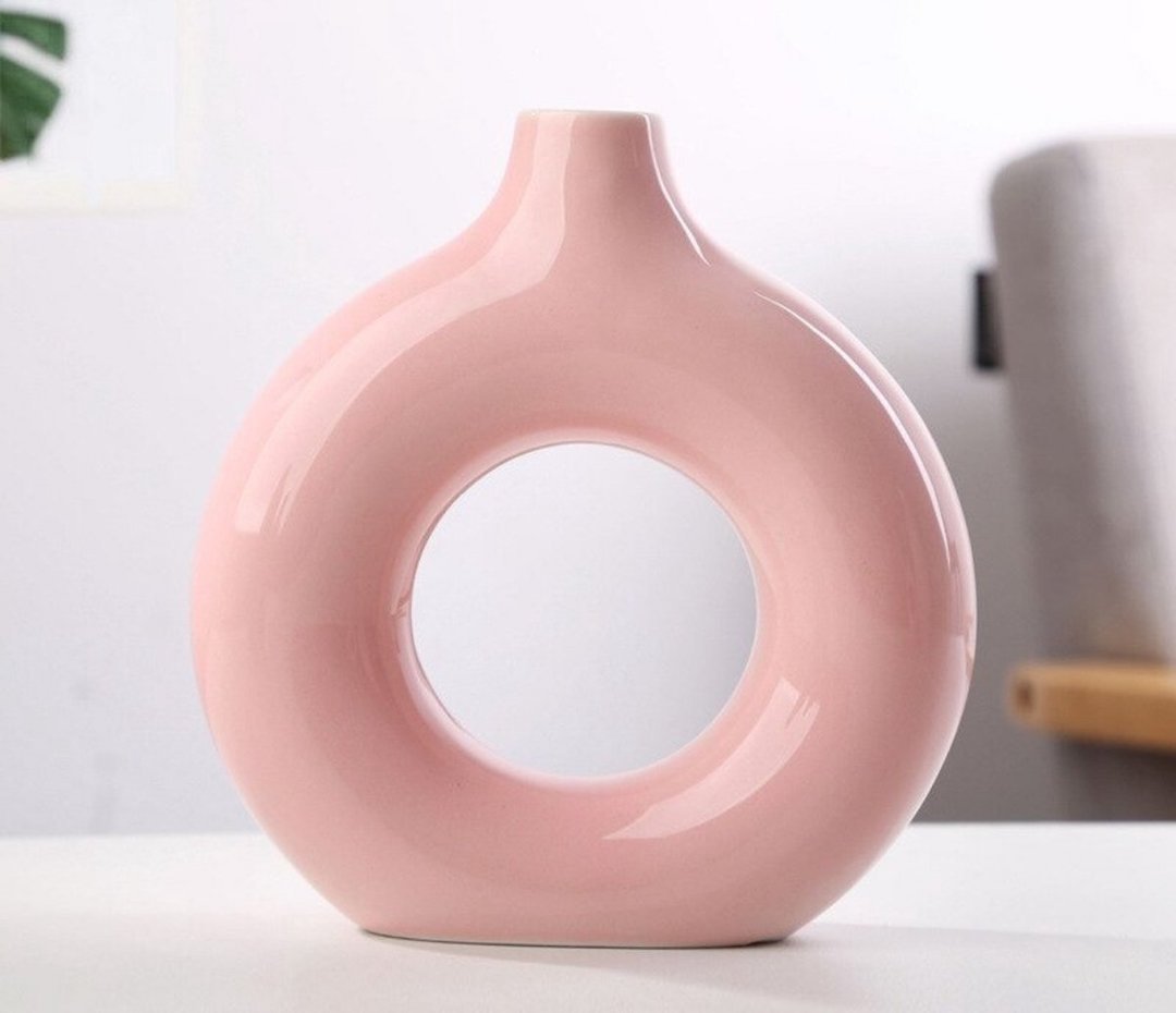 decoration intérieure lumineux vase rond rose pastel lisse
