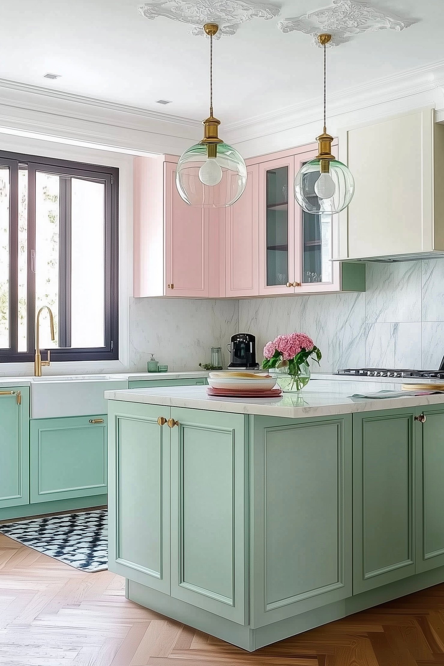 idée déco pastel rose vert rétro