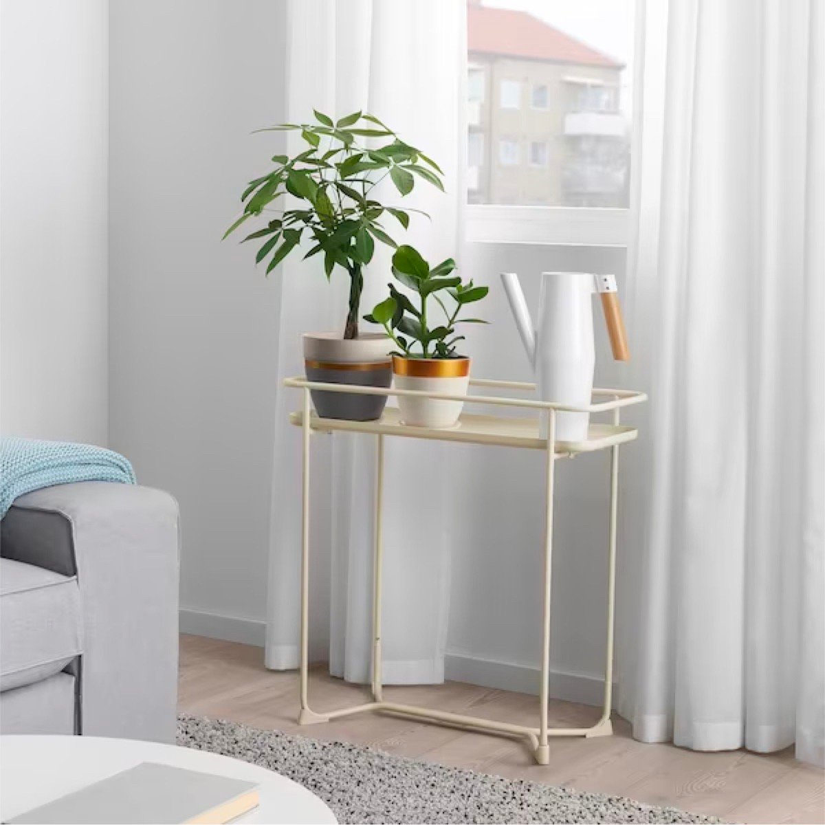 jardinière sur pied métal ikea design beige