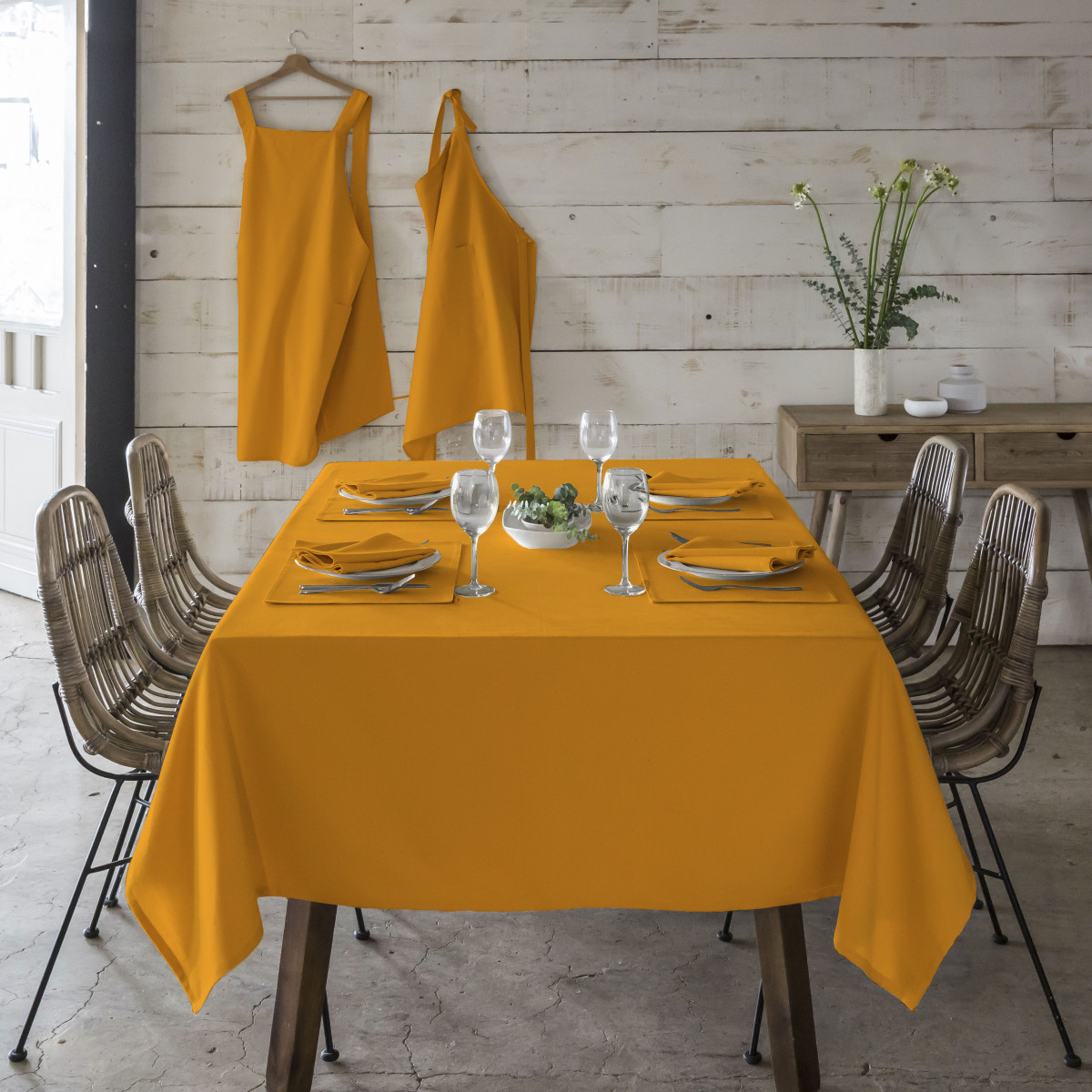 nappe jaune moutarde maison de campagne