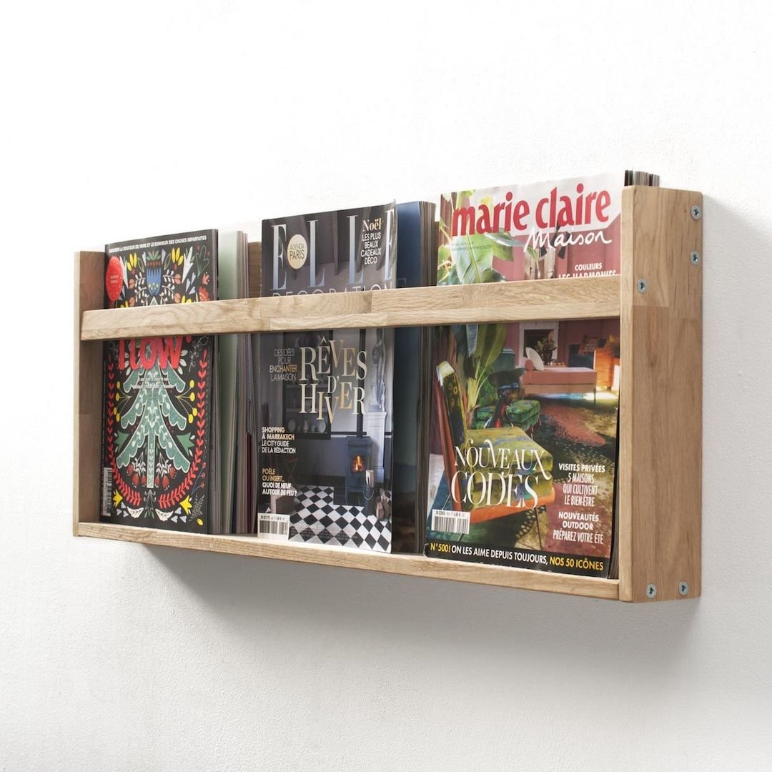 porte revue mural bois chêne nature deco intérieure