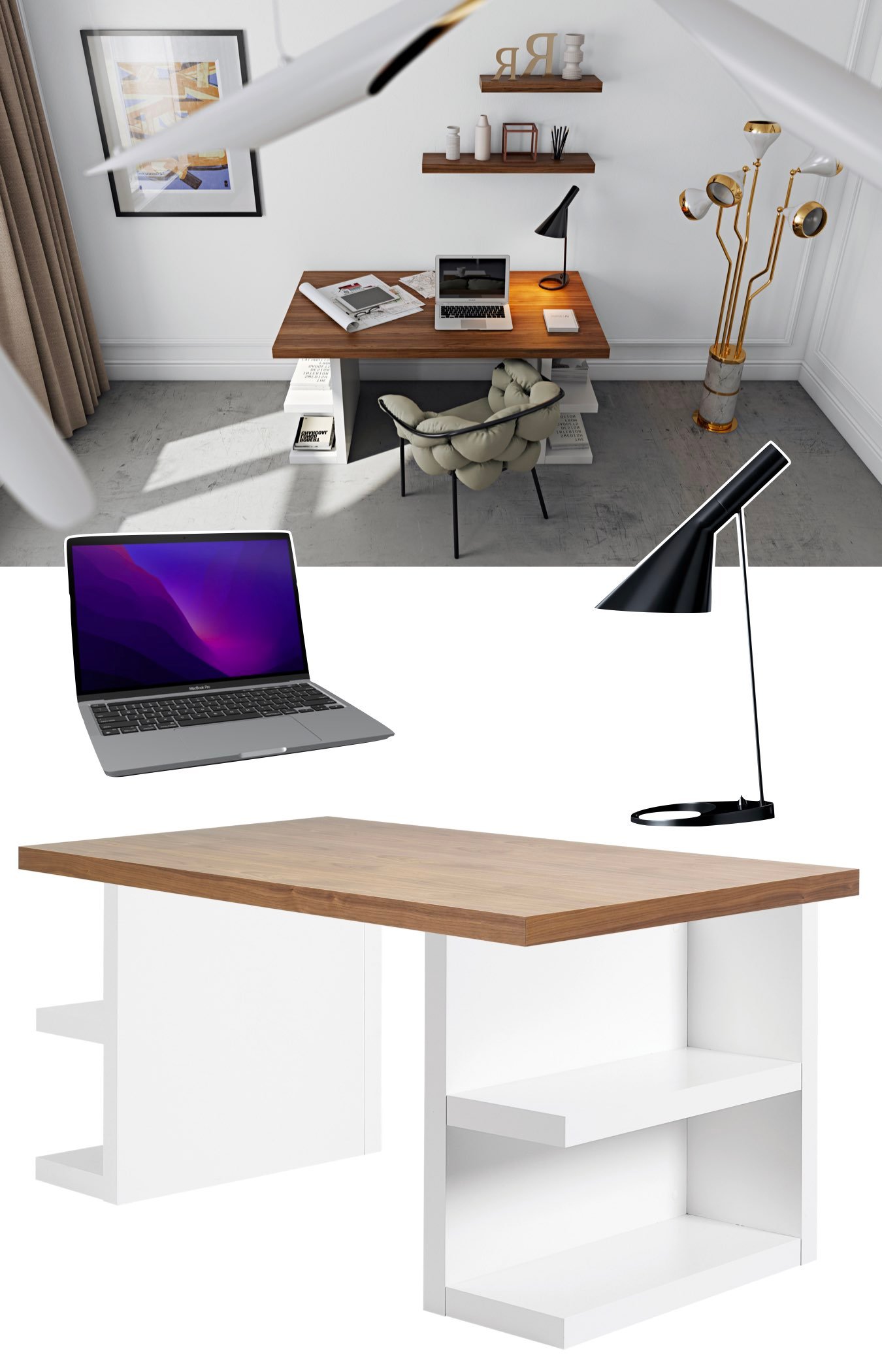 bureau de collégien parfait fonctionnel design bois blanc