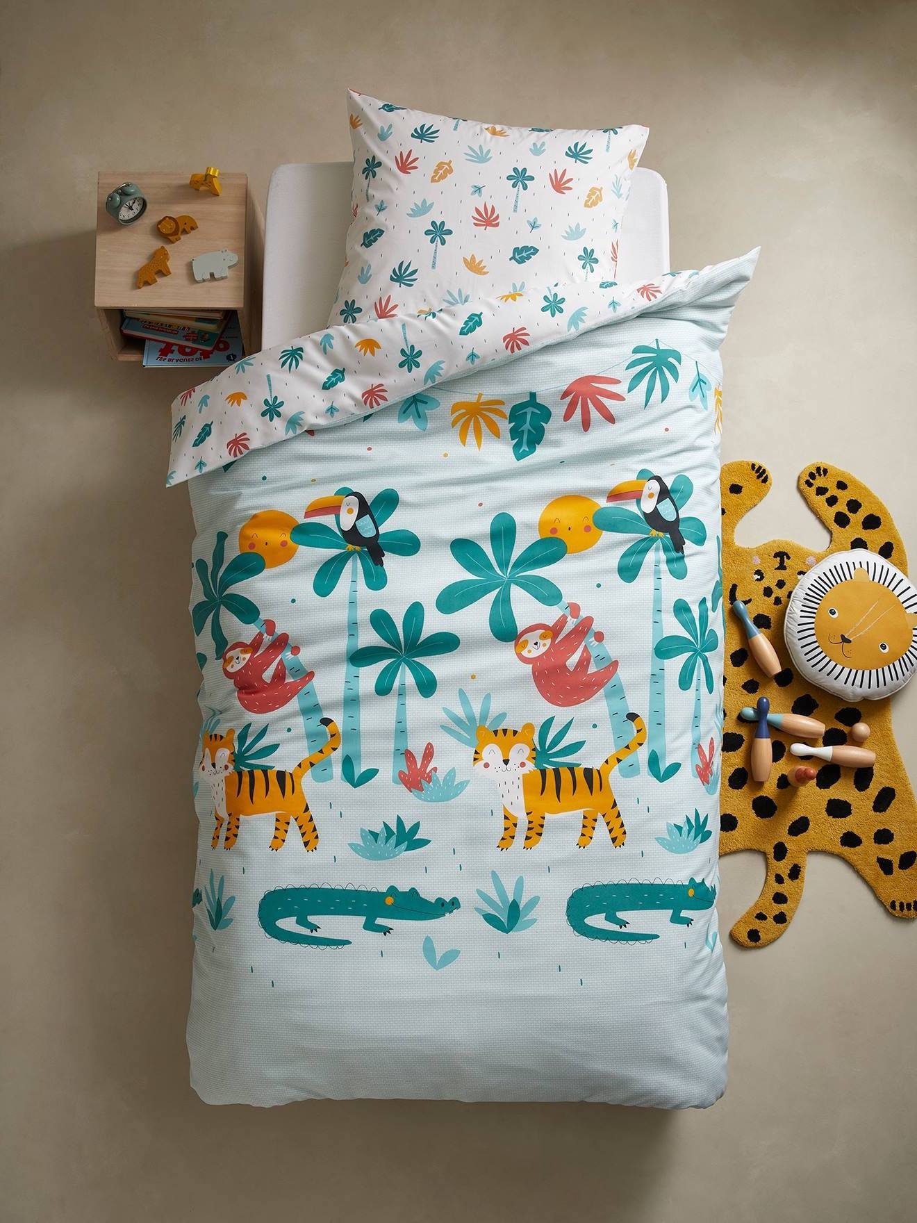 chambre enfant thème jungle tigre singe - blog déco - clem atc
