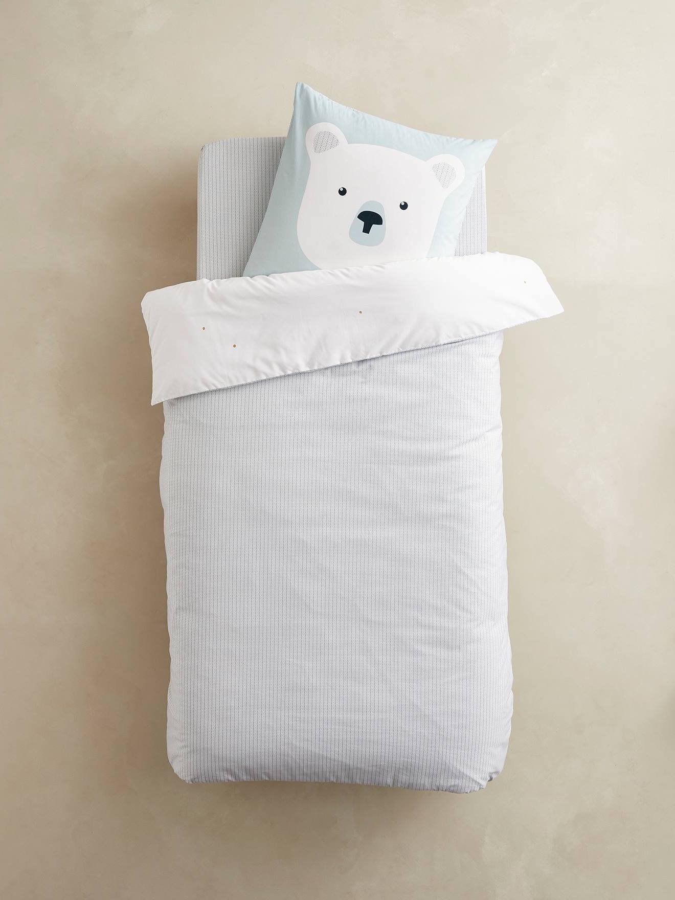 housse couette coton bio pas cher déco blanche bleu clair