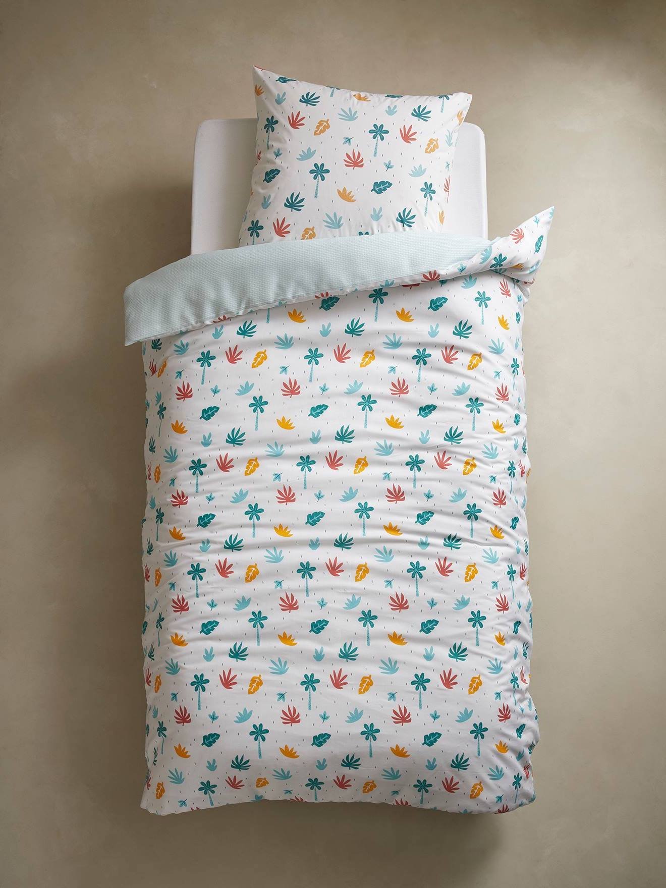 housse de couette motif tropical multicolore feuille