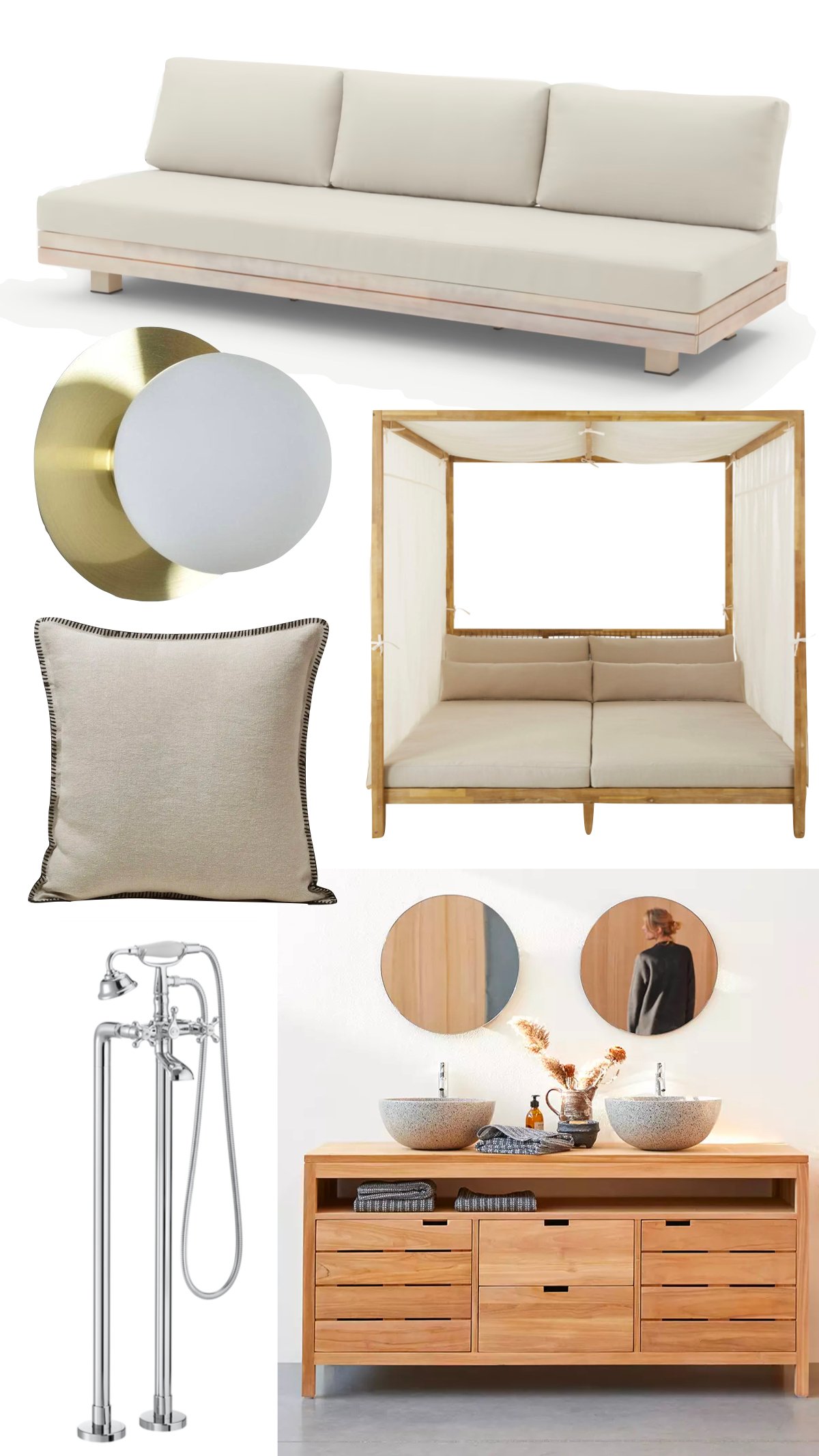 idée déco japandi rétro terrasse salle de bains extérieure