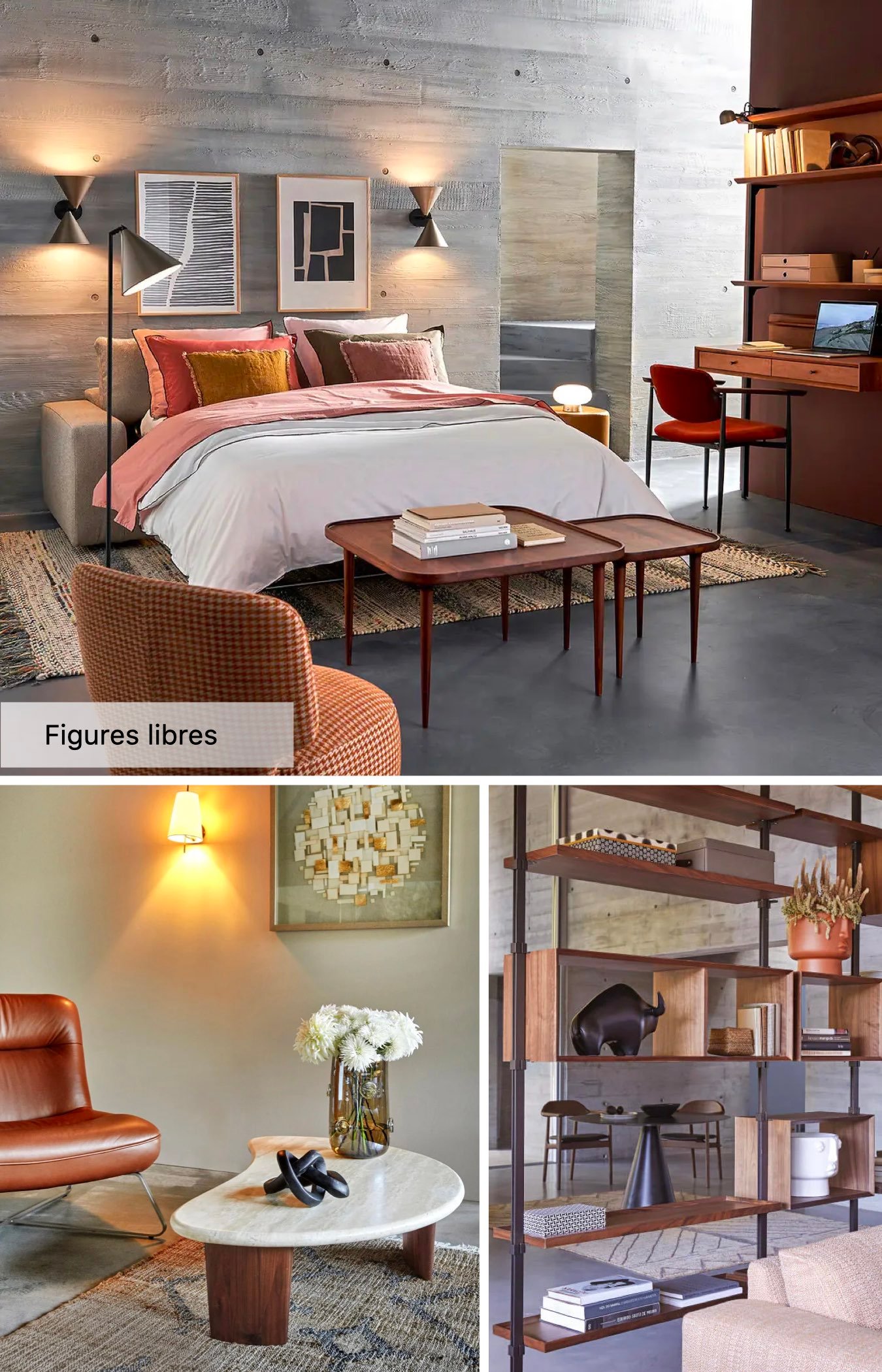 loft chaleureux salon bois graphique canapé lit