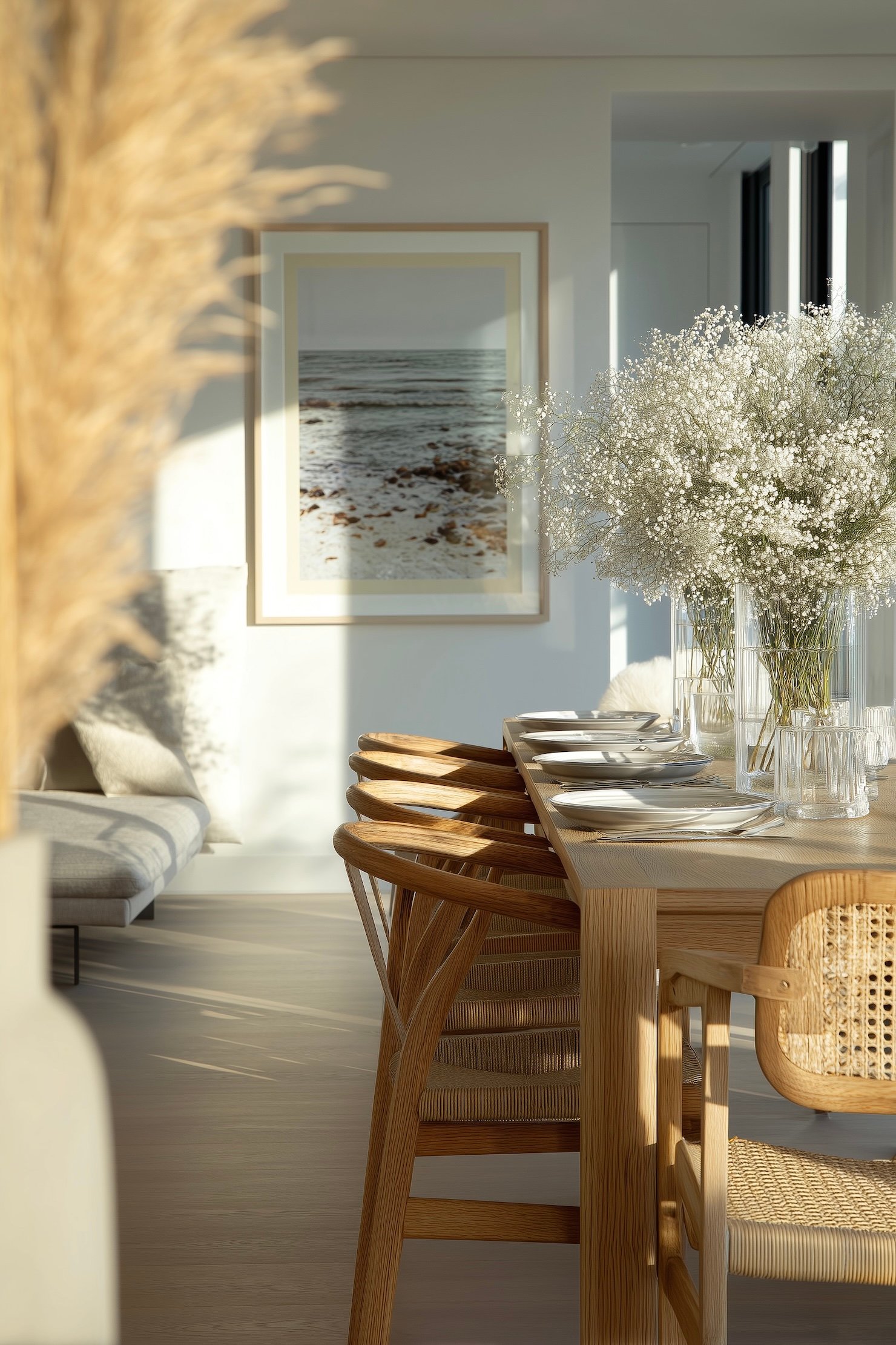 salle à manger bord de mer champêtre romantique bois rotin