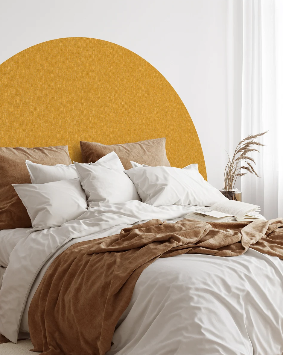 tête de lit amovible arche lit deco mural couleur jaune autocollant mural